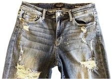 Judy Blue Destroyed Boyfriend Jeans Womens 11/30 Raw Hem Stretch Distressed