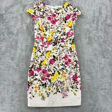 Adrianna Papell Dress 8 Floral Wedding Office Career Classic Sheath Zip Lined