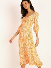 Faithfull The Brand Nora Midi Dress Dusty Floral Print Size M AU 10 / US 6