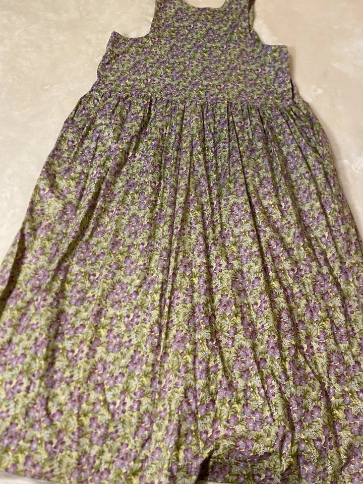 Antigo Vestido Floral Feminino Dogwood Lane XL Cottage Core Prairie Garden Roxo Excelente Estado Usado - Imagem 4 de 4