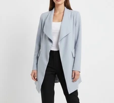 Zara Grey Blazer Jacket XSMALL Flowing Draped Asymmetrical Loose Womens