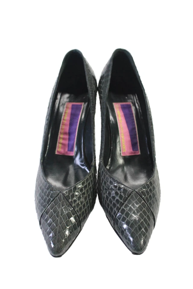 Zapatos de salón Susan Bennis Warren Edwards para mujer con estampado de serpiente en punta cuero verde 8,5 Foto 2 de 4