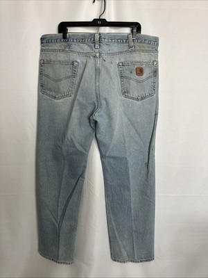 Carhartt Traditional Fit Jeans Mens B480 DVB Ripped Faded Blue 40X32 #721