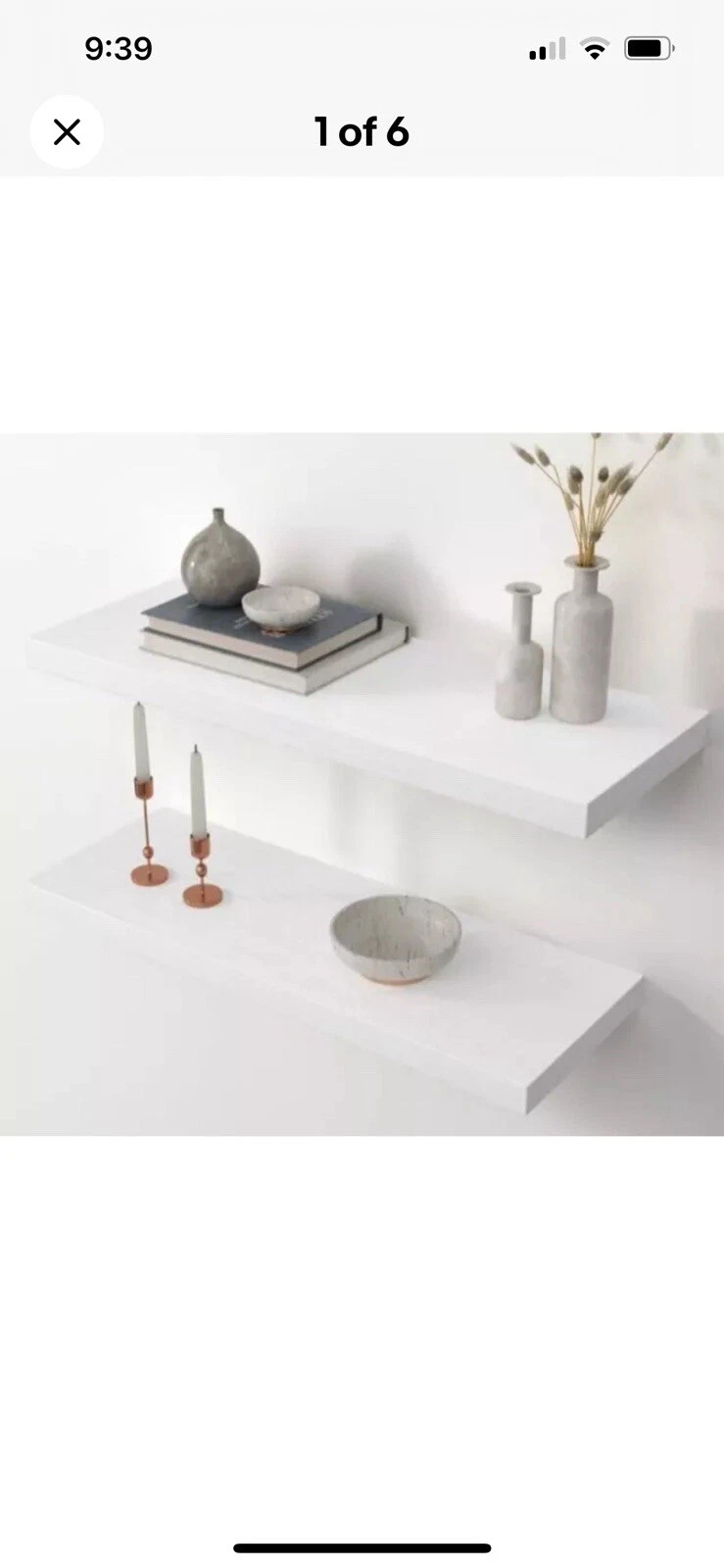 2 Sets AMADA HOMEFURNISHING Floating Shelves Large 24x9 Inch Wall Shelves WHITE