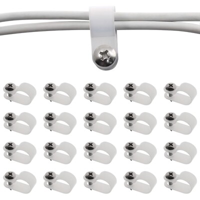 50Pcs 1/2 Inch Rope Light P-Style Clips with Screws, Cable Clip Wire Clamp Ca...