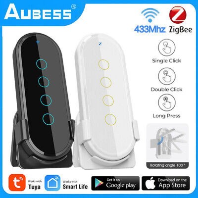 Tuya ZigBee Wireless Smart Switch 4 Gang Drahtlose Fernbedienung Touch Glas Pan