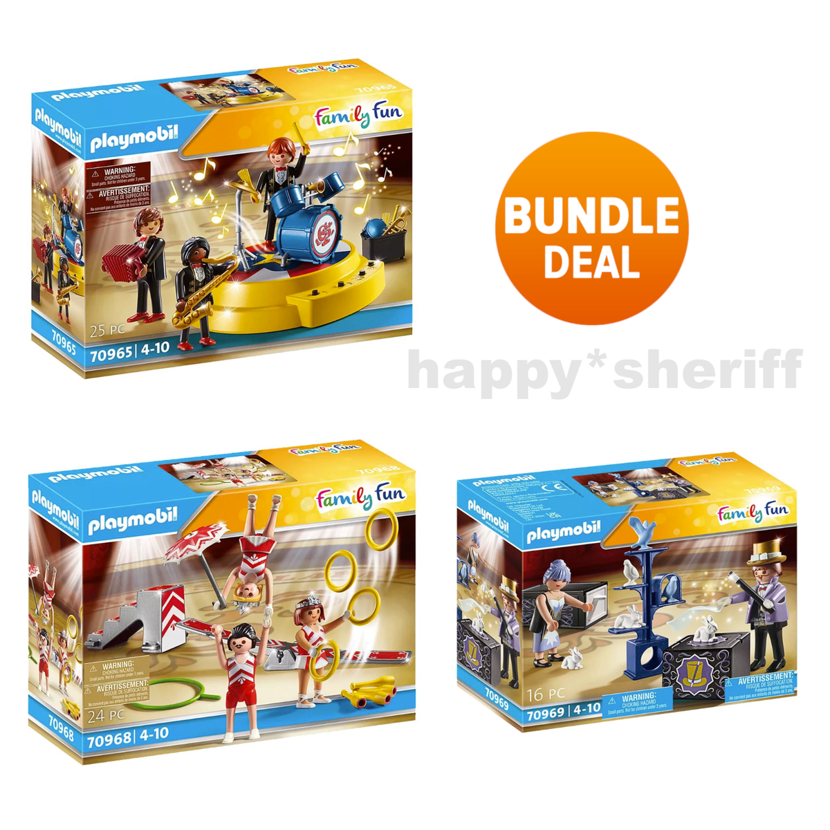 Playmobil Circus Sets 70965 70968 and 70969 Band Performers Magic