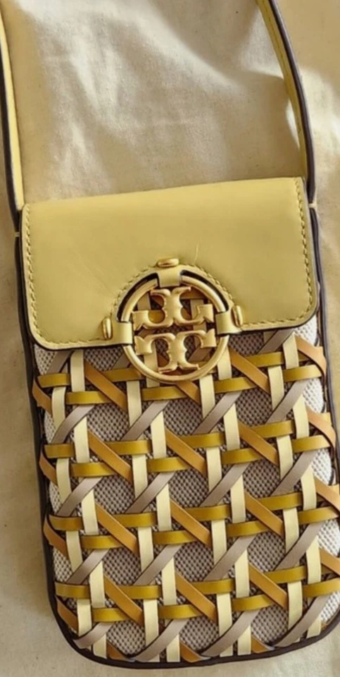 Bolso Bandolera Tory Burch MILLER BASKET-WEAVE TELÉFONO Pan de Maíz Foto 4 de 4