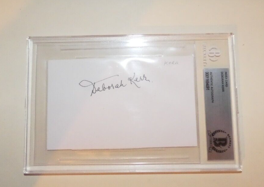 DEBORAH KERR 3 X 5 INDEX CARD BECKETT AUTHENTIC AUTOGRAPH