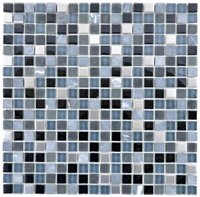 Glasmosaik Naturstein Mosaikfliese Edelstahl Schwarz Anthrazit Dunkelgrau Silber