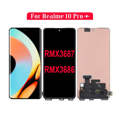 Original For Realme 10 Pro+ Plus RMX3687 AMOLED Display Touch Screen Digitizer