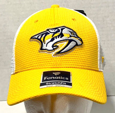 Nashville Predators NHL Hockey Team Gold White Stretch Fit Hat New NWT SM MED