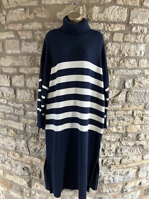 Gant Breton Knitted Dress - Cotton Blend - Blue Stripe - Size Large - RRP  175 | eBay UK