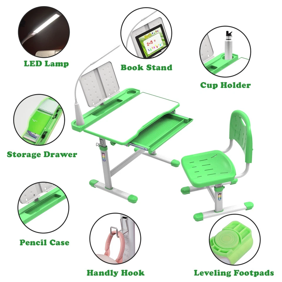 Juego de Escritorio y Silla para Niños, Escritorio Inclinable 40 Grados de Escritorio para Niños,Escritorio para Niños Foto 2 de 4