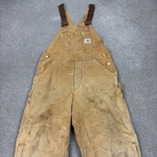 Carhartt Dungarees Adult 34x28 Tan Overalls Quilted Duck Bib Double Knee Mens 