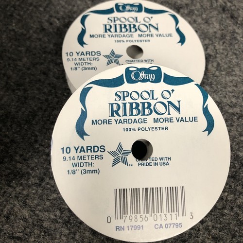 Lot Of 9 Vintage Spools Offray Teal Polyester Ribbon 1/8”- 1/4” New - Picture 5 of 9