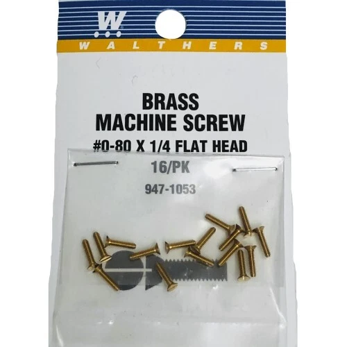 Walthers 16 pk #0-80 Brass Flat Head Machine Screws 1/4 x .060 IN WAL947-1053 - Image 3 of 3