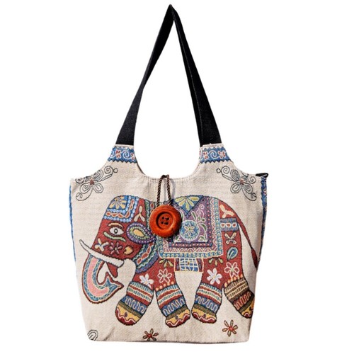 Elephant Women Shoulder Bag Canvas Tote Bags Ethnic Handbags Women - Picture 13 of 21
