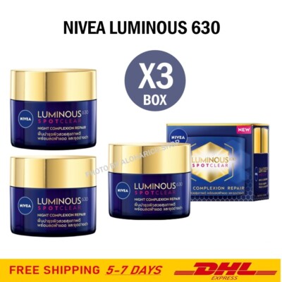 3X Nivea Luminous 630 Spot Clear Night Complexion Repair Radiant Skin Face DHL