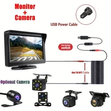 4.3-inch backup camera display parking LED reversing camera USB easy to install