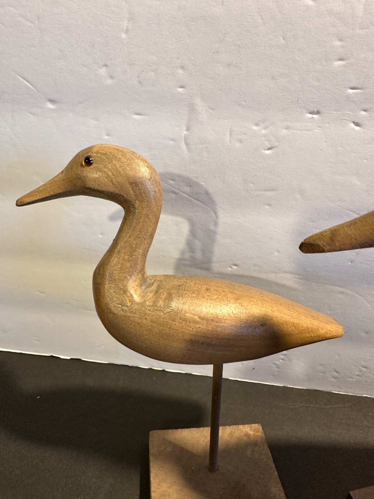 Set of 3 Natural Toned Wood Carved Shore Bird Sculptures/Figurines eBay