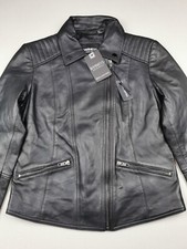 Barneys Originals Womens Size 10 Belina Leather Jacket (bnwt) Black Biker Zips