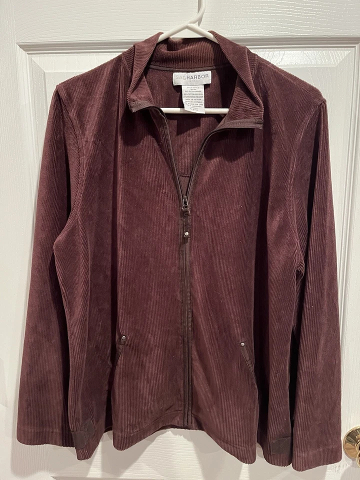 Suéter com zíper Sag Harbor.  Tamanho pequeno XL. Cor marrom - Imagem 3 de 4