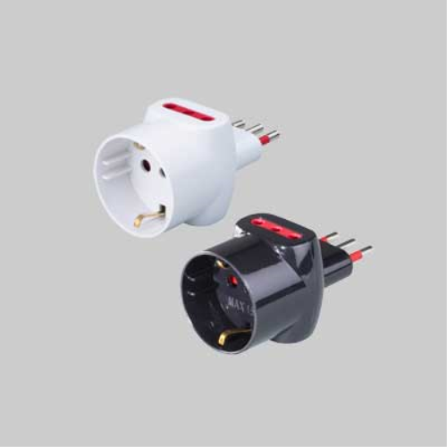 Adattatore triplo schuko/bivalente 10a rosi 2p+t - prese 10a 2p+t, col. bianco R