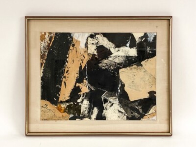 Aaron Levy (1899-72) Abstract Expressionist Mixed Media Painting midcentury ny