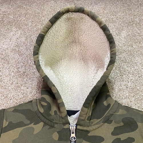 Old Navy Sweatshirt Kids Boys XS (5) Camo Full Zip Hoodie Sherpa Thumbholes Army - Picture 12 of 24