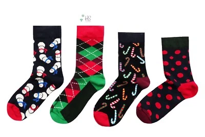 Happy Socks bunte Kids Socken mit frechen X-MAS Weihnachtsmotiven 28-31/ 4 - 6 J