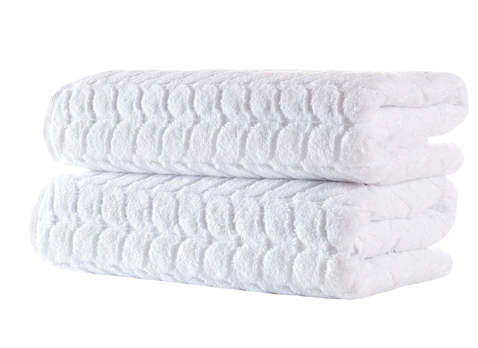 Turkish Bath Towel Set - 2 Soft Plush Jacquard Quick-Dry White Towels