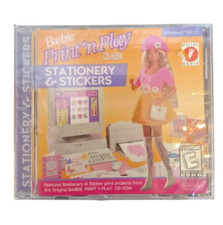 Barbie Print 'n Play Stationery Stickers PC 1996 Microsoft Windows Sealed
