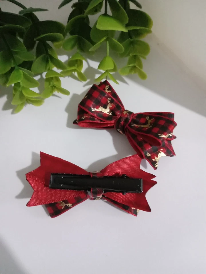 Conjunto de moño rojo de Navidad accesorios para el cabello para bebés niños pequeños Foto 4 de 4