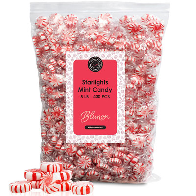 Peppermint Candy Starlight Mints 5 Pounds Bulk Individually Wrapped  430 Pieces