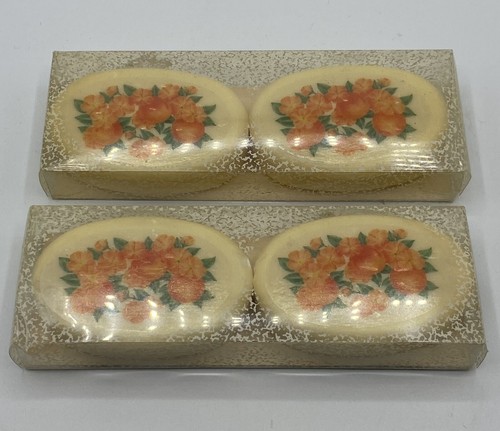 Cambridge Flowers Pictorial Soap NOS 2 Sets of 2 5oz Orange Cosmetics Beauty Vtg - Picture 5 of 8