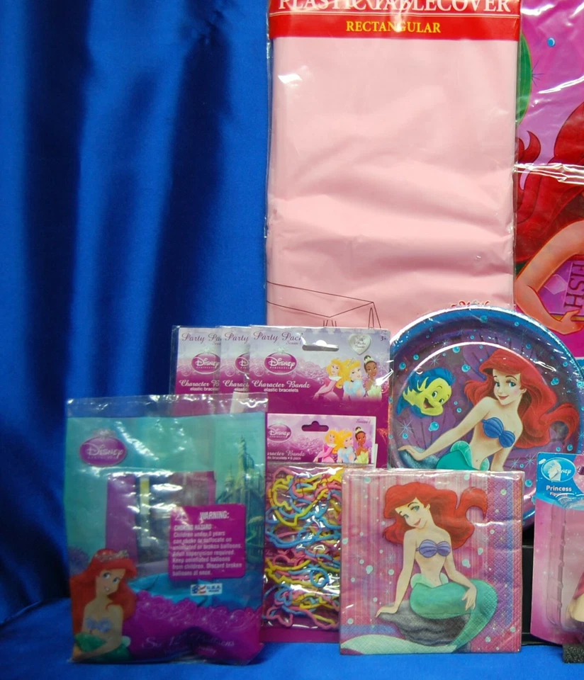 Вечериночный набор Little Mermaid No 18 приглашает тарелки с благодарностью салфетки воздушные шары вечеринка Ariel - Изображение 2 из 4