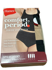 Hanes Comfort Period Period Underwear Super Absorbency Leak Protection NEW