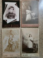 Children 4 antique Victorian Cabinet Card photos Stunning girl, Sweet siblings