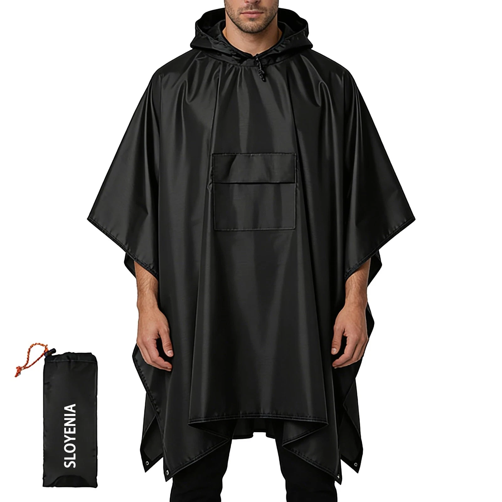 Adult Hooded Rain Poncho for Men & Women, Reusable Waterproof Lightweight Rai...