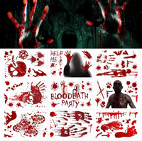 Halloween Blutige Aufkleber,Halloween Fensterbilder,9 StüCk HandabdrüCken FußAbd