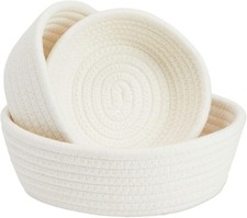 Juvale 3-Pack Small round Cotton Rope Woven Storage Baskets - Nesting Bins for O