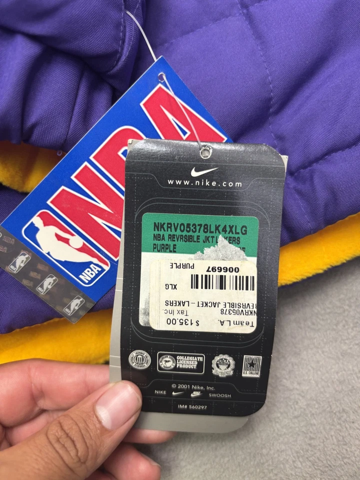 Vintage Los Angeles Lakers Jacket Mens XL NBA Basketball Reversible Nike 2000s - Image 3 of 4