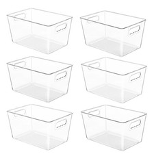 Clear Pantry Organizer Bins Plastic Containers with Handle 6 Pack Kitchen