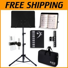 Adjustable Metal Music Stand with Carrying Bag - Black
