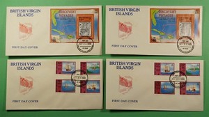 DR WHO 1991 BRITISH VIRGIN ISLANDS 4 FDC DISCOVERY VOYAGES COMBO S/S $2 S R65738