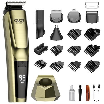 OLOV CYBER Cordless Beard Trimmer for Men, 17-in-1 Mens Grooming Kit, Electric