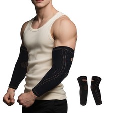 Arm compression Sleeve (1 Pair),Copper Elbow Compression Sleeve,Elbow Brace f...