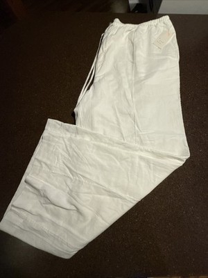 A New Day Women's Wide Leg Linen Blend Pull-On Pants White Size 2X NWT