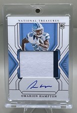 Omarion Hampton 2025 Panini National Treasures RC Silver Rookie Patch Auto #d/25